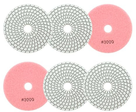 Nass Diamant Polierpad 100mm 6 Stücke Körnung 3000 Polierscheiben für Granit Marmor Kunststein Quarz für Winkelschleifer SANLEETEK