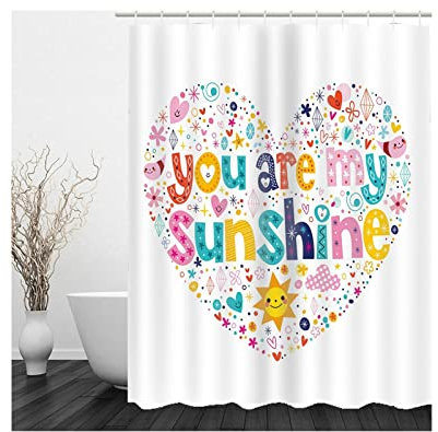 Whoiy Duschvorhang Textil Bunt, Duschvorhang Eckbadewanne 150X200cm Polyester Duschvorhänge Du Bist Mein Sonnenschein für Badezimmer
