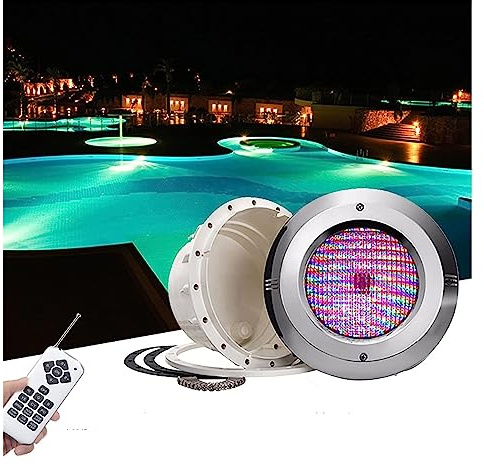 WZYJLyds Led Poolscheinwerfer mit Nische PAR56 Edelstahlmaterial 12V AC IP68 Versenkte Unterwasserlampe für Schwimmbad mit Folientyp Wasserdicht(RGB + Fernbedienung,9W)