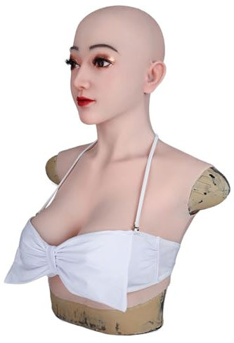 ZWSM Künstliche Silikon-Gesichtsmaske, realistische E-Cup-Brustformen, Crossdresser-Anzug mit Kopf für Transgender-Cosplay,#2,Silicone with Makeup