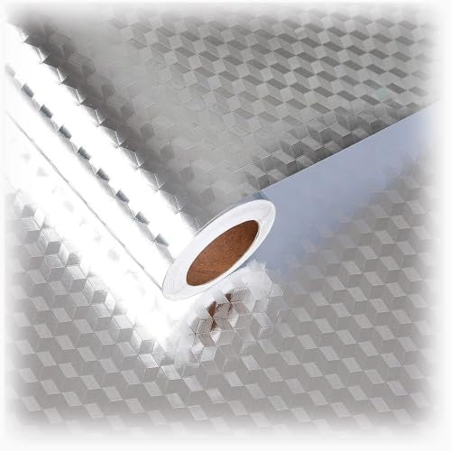 HCZION Edelstahl-Silber-Kontaktpapier, 3m Vinyl-Tapete, Abziehen Und Aufkleben, Kontaktpapier Für Küchenarbeitsplatte, Ersatzpapier, Ölbeständig, Wasserdicht (Color : 60cm/23.6in, Size : 3m/9.8ft)