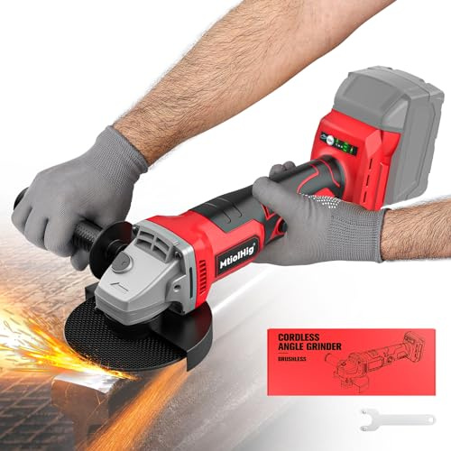 MtiolHig Amoladora angular inalámbrica para batería Milwaukee de 18 V, velocidad variable de 8500 rpm, sin escobillas, amoladora angular de 4 1/2 pulgadas para herramientas Milwaukee sin molienda y