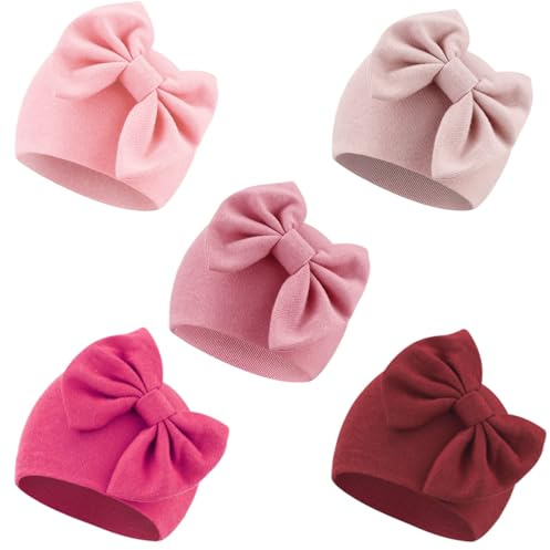DRESHOW Neugeborene Babymützen Krankenhausmütze Beanie Säuglingsschleifenmützen für 0-6 Monate