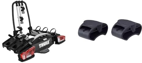 Thule VeloCompact Fahrradträger für Anhängerkupplung 3 Fahrräder & 977200 Radadapter (2er Set), Zubehör, 8 x 8 x 5 cm, schwarz