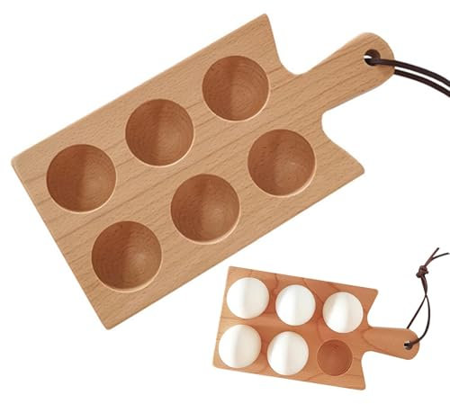 Bandeja para huevos de madera, hueveras de gallina – Bandeja para huevos organizador para huevos de madera con cordón para mango, huevera para caramelos, huevos de diabla, huevos de Pascua