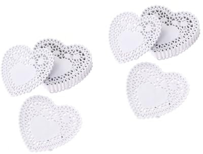 KICHOUSE 2 Sets 4 Zoll Tischsets Für Hochzeitstorte Spitzenpapierdeckchen Herzform Lebensmitteldeckchen Weißöl Tischsets 250 Stück * 2