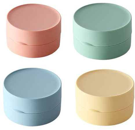 TIANLIN Seifenbox 4 Stück Seifendose, Seifenschale mit 8 cm Durchmesser, Seifenschale Kunststoff mit Deckel, Seifendose Rund, für Zuhause, Reisen und Geschäftsreisen