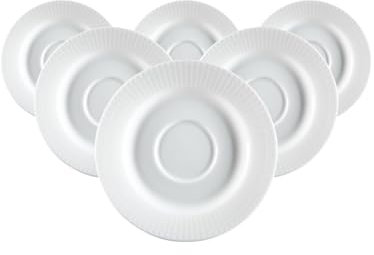 Ritzenhoff & Breker Sofia Kaffeeuntertassen 6er Set, 15 cm, Runde Untertassen mit feinem Rillenrelief, Fine-Dining-Geschirr, Porzellan, Weiß