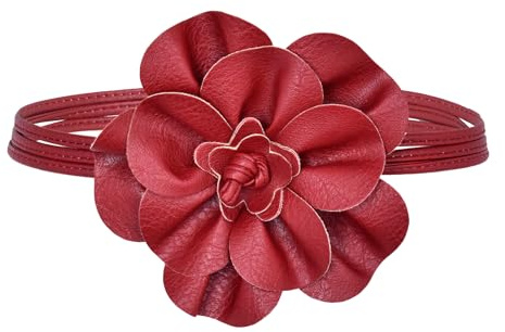 TeeYee Gürtel Damen PU Leder Blumen Gürtel Boho Wickelgürtel Flechtgürtel