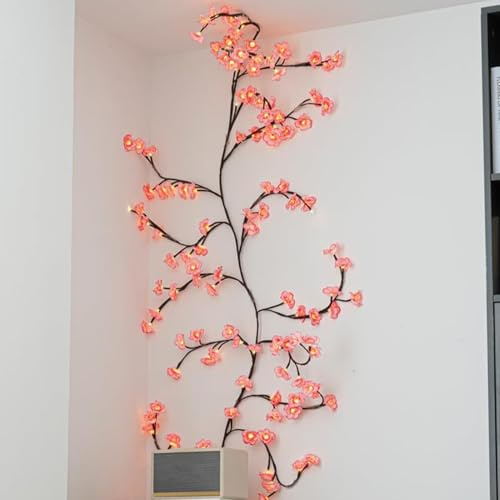 Lampada a LED a forma di ramo di albero, con telecomando e timer, luci a forma di ramo di albero di salice, luci floreali per pareti, camera da letto, soggiorno, mensola