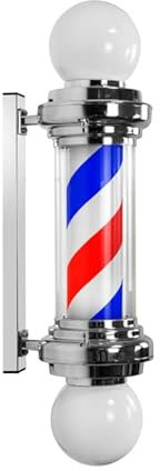 Lámpara LED de poste de peluquería de 75 cm para salón de belleza y barbería, impermeable, montado en la pared, tiras giratorias e iluminadas en plata, rojo, azul y blanco