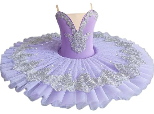 Ballett-Tutu für Kinder, Strass, Schwanensee, Ballerina-Kostüm für Mädchen, Blumenstickerei, Bodysuit, Outfit, Ballettkleid, Ballsaal (130 cm)