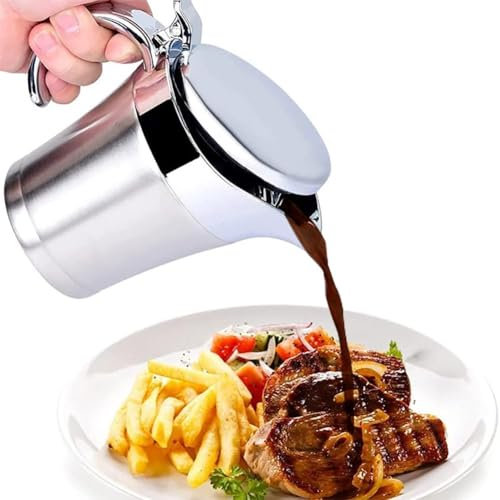 Salsiera a doppio isolamento, salsiera in acciaio inossidabile a doppio isolamento for salsa di crema di sugo al Ringraziamento, Natale, Halloween, cena in famiglia, cucina di casa (450 ML-16 OZ)