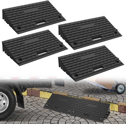 YRHome Bordsteinrampe Gummi 10cm Türschwellenrampe Auffahrrampe Gummirampe Schwellenrampe Mit Griff für einfaches Tragen Rampe Rollstuhl für Auto Motorrad Rollstuhl - 4 Stück