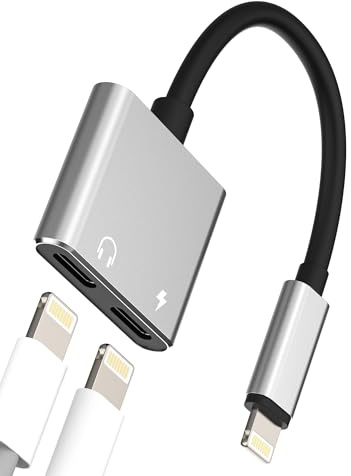 Kopfhörer Lightning Anschluss Adapter(2 in 1)für iPad Charge Audio Klinke Splitter für iPhone 14 13 Pro Max Laden Headphone Kabel Konverter für Apple MFi Certified Auto Zubehör Lighting Doppel Stecker