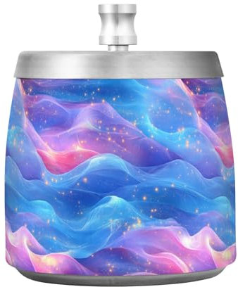 Posacenere in acciaio inox con coperchio, per interni ed esterni, con motivo a onde blu reale, senza fumo, inodore, portacenere decorativo per sigari