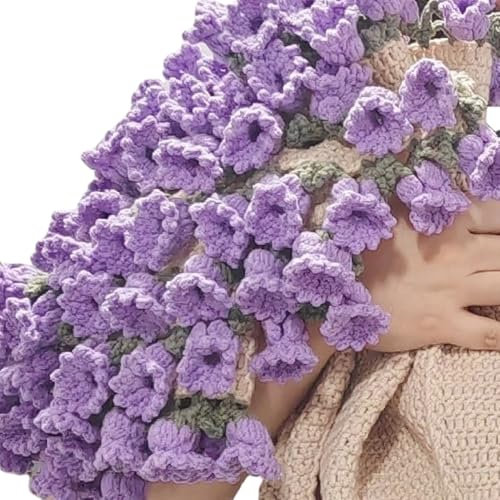 kesurpae Bouquet all'uncinetto fai da te, coperta di fiori fatta a mano, confezione di gigli, che arricchisce senza sforzo l'arredamento su letti o sedie, divani, digitare+4