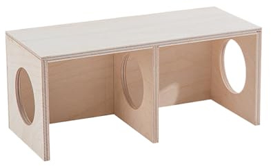 25x11x11cm Maison Hamster en Bois, Chambre De Cachette pour Hamsters, Habitat De Hamster en Bois À 2 Chambres,Accessoire des Cage pour Rongeurs, Labyrinthe des Petits Animaux Multi-pièces