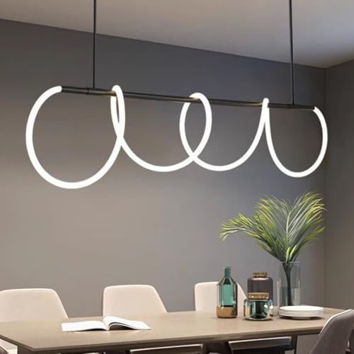 Led Pendelleuchte Esstisch Dimmbar Schwarz Moderne LED Deckenleuchten esszimmer Hängeleuchte Esstischlampe Chic Hängelampe für esszimmer Kücheninsel Küche Büro-Leuchte 3000K-6000K (Schwarz, 150cm)