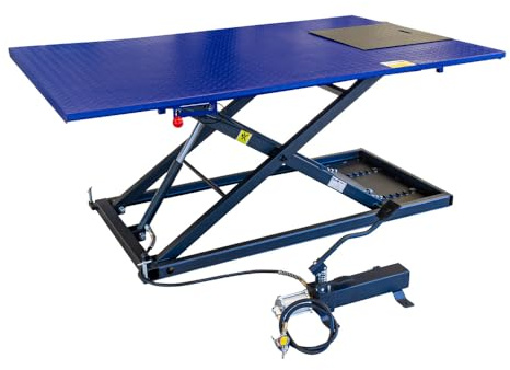 DeTec. Pont élévateur Quad avec une capacité de levage de 675 kg | Pont élévateur Quad à ciseaux avec pied et entraînement pneumatique | Pont élévateur extra large pour atelier | Hauteur de levage max