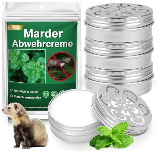 Puciuua Marderschutz für Ihr Auto (4X Dose), Sofortige & langfristige Marderabwehr Auto, Effektive Marderschreck für Motorraum, Luftfilter, Rohre und Schuppen