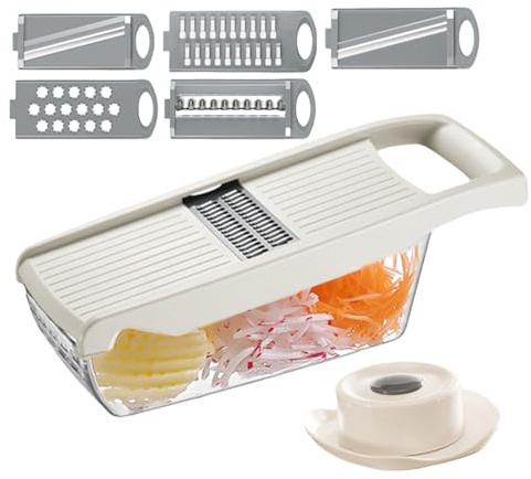 Veggie Mandoline Storer - Chopper de vegetales, rallador de queso con contenedor | Chopper de vegetales con recipiente de mano, portátil de alimentos de cebolla portátil y fácil de usar para papa, zan