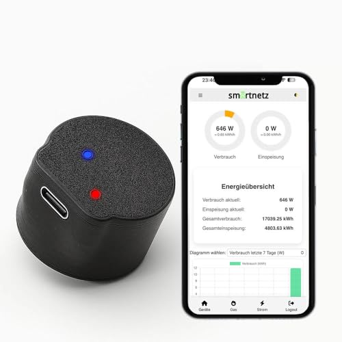 Smartnetz Stromreader 5 Plug & Play Smartmeter IR Stromreader mit App Anbindung - Tasmota 14.5 (Deutsche Version) vorinstalliert WLAN | MQTT | HOMEASSISTANT | MATTER SUPPORT | USBC (Stromreader 5)