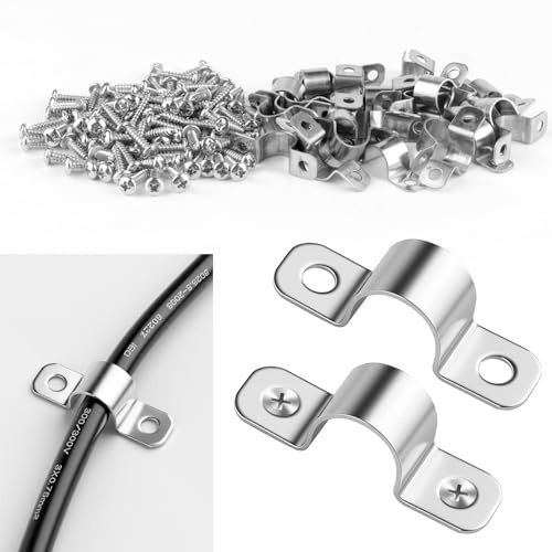 50 Stück U-Rohrschellen, Edelstahl Rohrschelle 10mm, Metall Kabelschellen | Doppelstabmattenzaun, Hochleistungs Befestigungsschelle, Zubehör für Pipeline, Elektroleitung, Leerrohre