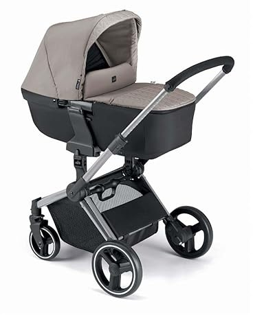 CAM Next Evo Kinderwagen 3in1 Kombikinderwagen mit Babyschale & Babywanne Beige, leichter Reisebuggy/Stroller, umkehrbarer Sitz, kompakt faltbar, Federung, City Wagen für Baby & Kinder