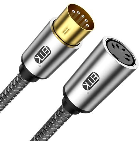 Cavo di prolunga MIDI DIN a 5 pin, adattatore maschio a femmina per tastiera, sintetizzatore, pianoforte e chitarra, connettore audio da 1 m