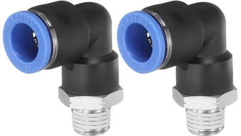 QUARKZMAN 2 Stück 90 Steckverbinder G 12mm Rohr OD x 1/4 NPT Innengewinde Winkel Fitting Quick Connect LuftschlauchPush Lock Connector Für Wasser Gas Öl Rohr
