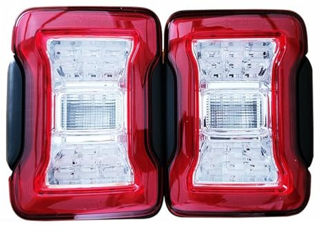 NVETJMUA Feu Arrière Pour Jeep Pour Wrangler JL, 1 Paire Feux Arrière À LED JL, Feux Stationnement, Recul, Freinage, 2018-2024 feux arrières(EU version)