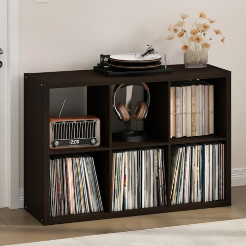Furinno Cubicle Tocadiscos con Compartimento 6 Cubos 1,2 cm Estante Abierto para CD DVD BLU-Ray Sala de Estar Oficina Gris Claro