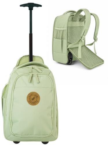 Bordlite Ryanair Cabin Approved Wheeled Backpack 40x25x20cm – 2 in 1 Lightweight Trolley Bag & Rucksack on Wheels (20L) Underseat Hand Luggage for Travel, Business, Weekend Trips - Green