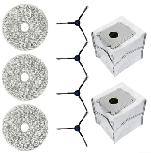 Zhanhai 3 panni mocio, 2 sacchetti per la polvere, 4 spazzole laterali, adatti per Ecovacs per Deebot Mini Robot Aspirapolvere Parti di Ricambio Accessori