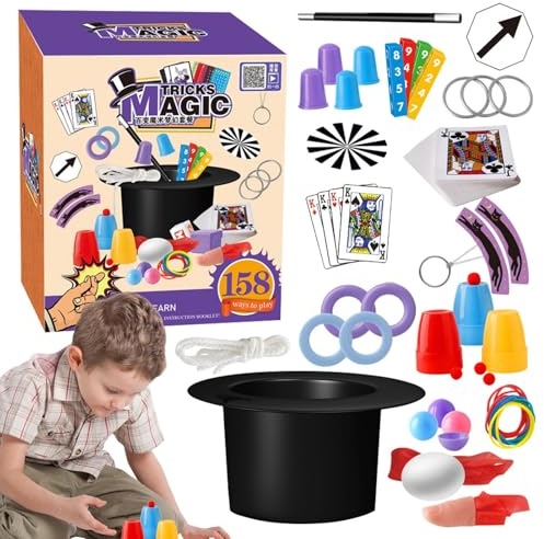 Generisch Zaubertrickset Kinder – 50+ Tricks mit Videoanleitung, Komplettes Kartenset und Spielzeug für Anfänger | Magie Zauberkasten für Mädchen 6-12 Jahre