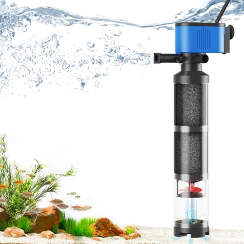 KWRNVO 660GPH Internal Aquarium Filter 60-300 Gallon 35W Submersible Quiet Pump with Wave-Maker, Oxygenation & Adjustable Air Flow Fish Tank Filter for Fresh/Saltwaterr Turtle Tanks Small Ponds
