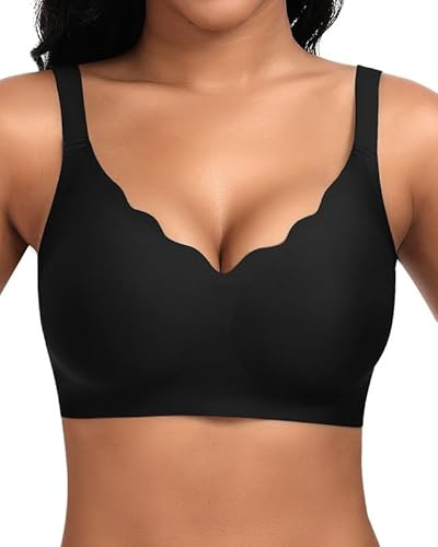 Jiuday BH Damen ohne Bügel Große Brüste Soft Bequemer Jelly Bra Nahtloser Push Up BH Seamless T Shirt Bügelloser Gepolstert Klassische Bralette