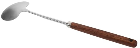 SUPVOX Espátula Larga de Acero Inoxidable para Wok Mango de Madera, Utensilio de Cocina Portátil para Cocinar en Casa