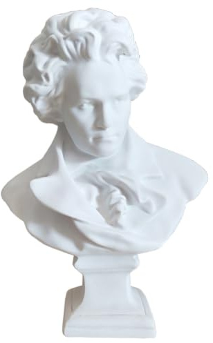 Busto di Beethoven in Resina Stile Europeo, Statua Bianca Decorativa | Ritratto Realistico e Lavabile, Lavorazione Delicata, per Schizzo Artistico e Arredamento Soggiorno