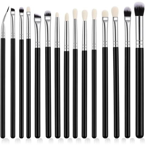 Juego de 15 brochas de maquillaje profesional para sombra de ojos, juego de brochas de sombra de ojos con mango de madera, brochas de sombra de ojos para maquillaje de mujeres y labios