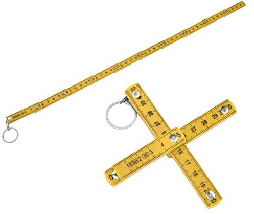 2 llaveros con regla plegable, regla plegable portátil de 0,5 m, herramienta de medida portátil, medidor con llavero para colocación de carpintería (Yellow)