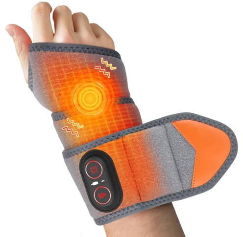 Handmassagegerät Heizkissen Rotlicht 3 Heizstufen 3 Vibration Dunkelgrau | Hand Massagegerät Kabelloses,Hand Massager mit 3000mAh Akku, Elektrische Handmassagegeräte Geschenk für Vater Mutter