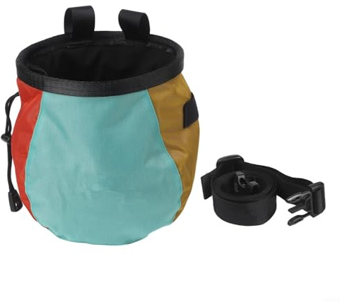 Bolsa de tiza de escalada con cinturón ajustable, bolsa de nailon 420D con cordón para boulder y gimnasio, cubo forrado de forro polar de 13 cm