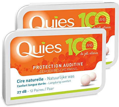 Quies - Gehörschutz mit natürlichem Wachs – 2 x 12 Paar