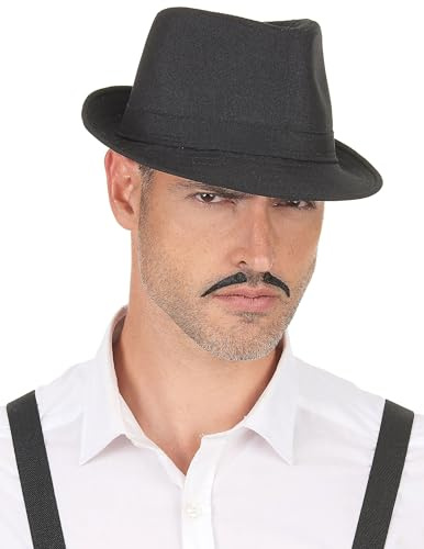 DEGUISE TOI - Chapeau borsalino noir luxe adulte - Chapeau - Taille Unique - Noir - Accessoires pour déguisement - 100% Polyester 100% Polyester - - Carnaval