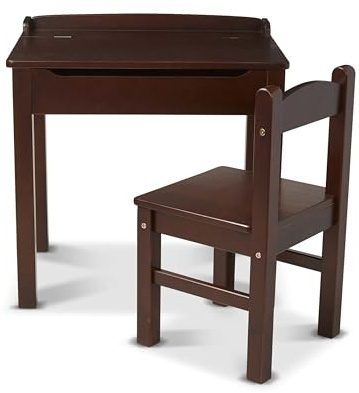 Melissa & Doug Wooden Lift-Top Desk & Chair - Espresso