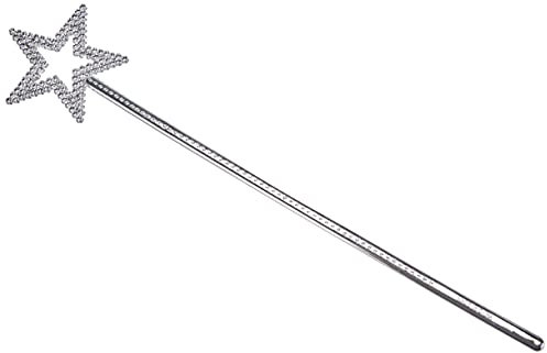 Boland 44071 - Prinzessin-Stab, Silber, Länge 35 cm, mit Sternspitze und Glitzersteinen, Fee, Zauberstab, Elfe, Engel, Accessoire, Kostüm, Karneval, Mottoparty