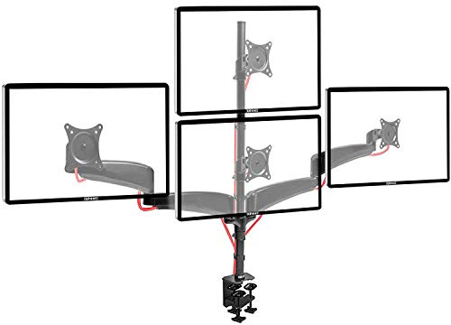 Duronic DM453VX1 Monitorarm, Monitor Halterung 4 Bildschirme bis 27 Zoll | LCD LED Display Ständer bis 6 kg, Höhenverstellbar, Neigbar -90° bis +45°, Drehbar 360°, Monitorhalterung 4fach VESA