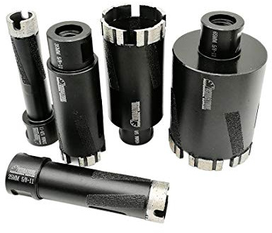 SHDIATOOL Diamond Drill Core Bits Set Diameter 20 25 35 45 65mm with 5/8-Inch-11 Thread for Hard Granite Marble (5 of Pack)